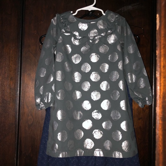 Hanna ANDERSSON gray dressy silver circle long sleeve dress size 5 euro 110 - Picture 2 of 12